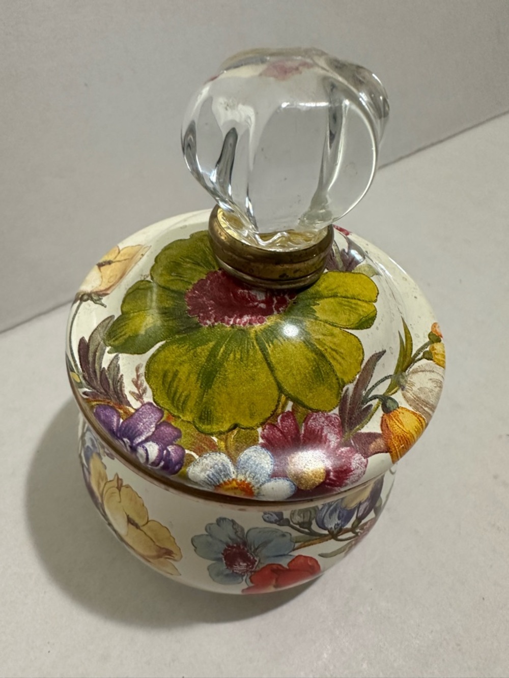 White Flower Market Enamel Sugar Bowl with Lid, 10 oz